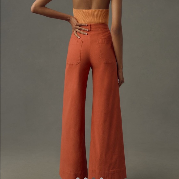 Maeve Pants - Maeve Wide-Leg High-Rise Pants in Rust Orange